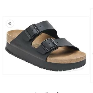 Papillio by Birkinstock Arizona Platform Sandals Black Birko-Flor Size EU 38